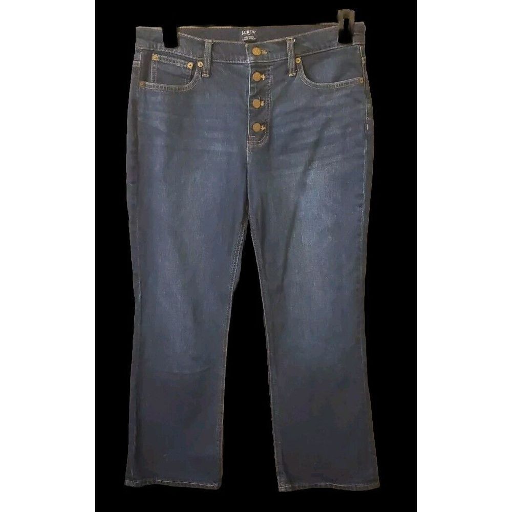 J Crew Jeans Women's Mid-Rise Button-Fly Flare Crop Size 30‎ Blue Denim